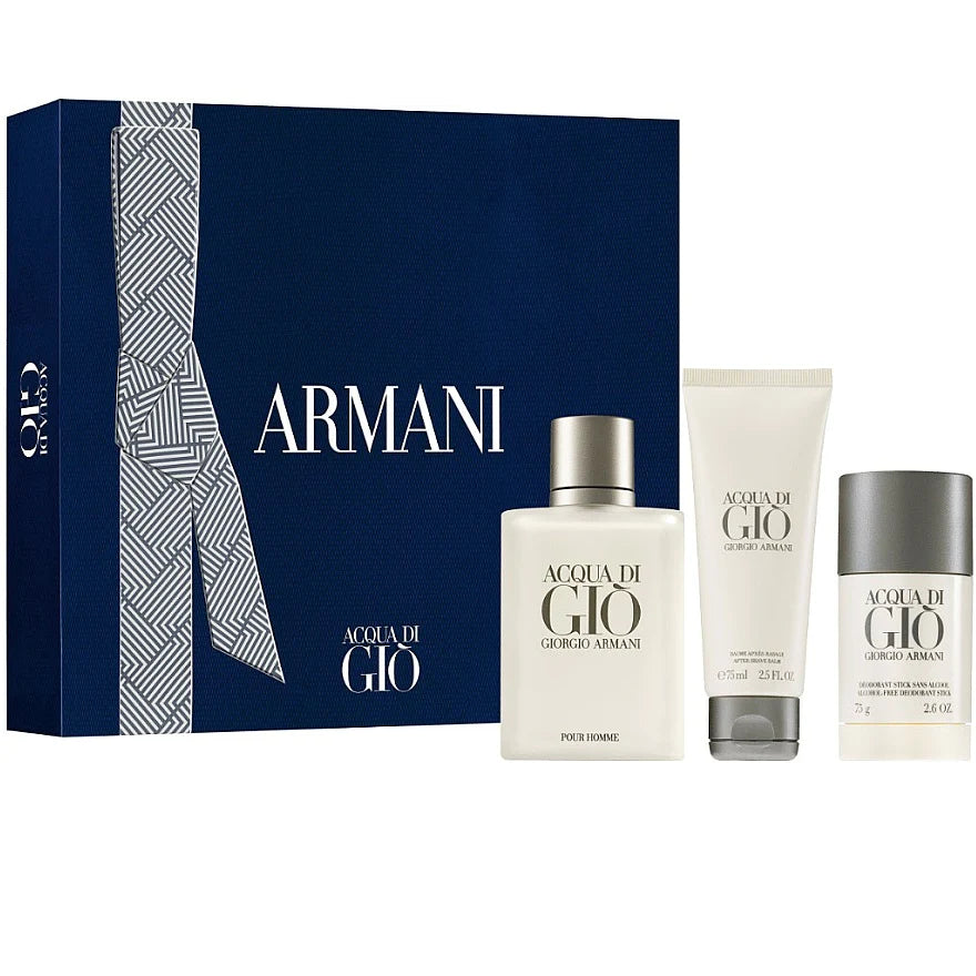 ARMANI Acqua Di Gio Man Edt 100ml Gift Set + After Shave Balm + Deo Stick